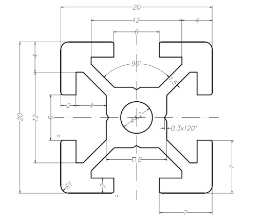 Profil aluminiowy t-slot 2020 - 50 cm