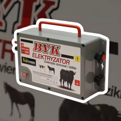 Pastuch dla bydła, krów - BYK 5J polski, bardzo mocny 12000V + zasilacz!
