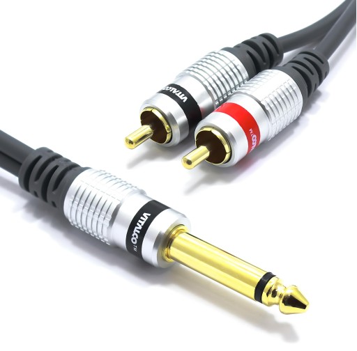 KABEL JACK 6,3 MONO - 2x WTYK RCA CINCH VITALCO MK80