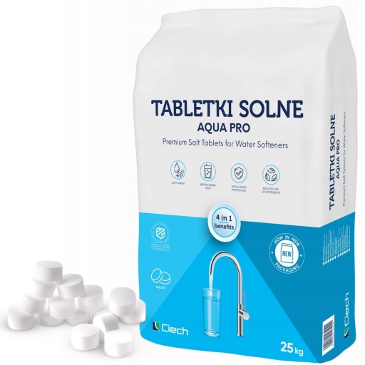 SÓL TABLETKI SOLNE DO ZMIĘKCZACZ WODY UZDATNIACZ 25KG CIECH TABLETKA SOLNA