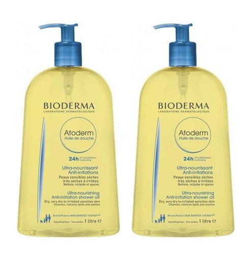 Bioderma Atoderm Huile, olejek nawilżający do kąpieli i pod prysznic, 2x1l