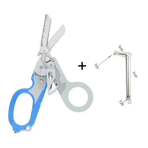 1PC Multi-Functional Tactical Foldable Medical Scissors Ruler Wrench Mini