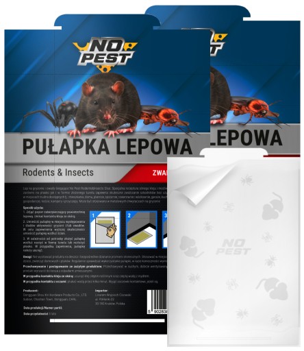 LEP PUŁAPKA LEPOWA NA MYSZY SZCZURY PAJĄKI KARALUCHY MRÓWKI NO PEST (2 SZT)