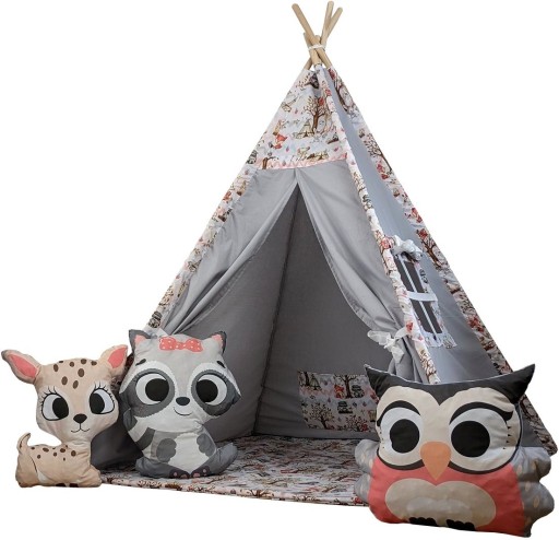 TIPI ZUCHY LEŚNE NAMIOT TEEPEE +3 ZWIERZAKI + STABILIZATOR DZIECKA DZIECI