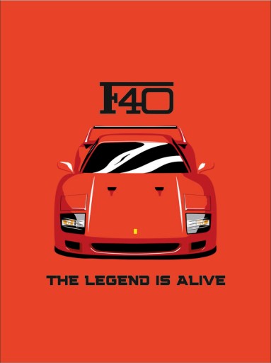 Plakat FERRARI F40 red Format A3