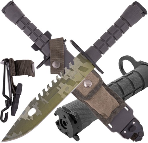 BAGNET NÓŻ WOJSKOWY TAKTYCZNY US ARMY CAMO M9 NA KARABIN + KABURA N-715J