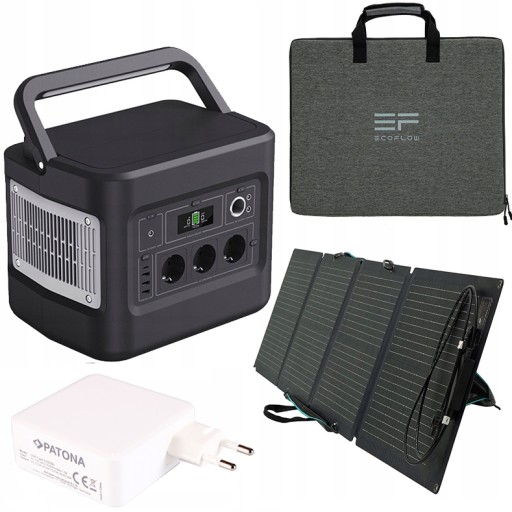 MOBILNA STACJA ZASILANIA PATONA1000Wh+ PANEL+ZASIL