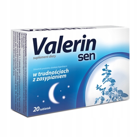 VALERIN SEN 20 tabletek POMAGA SPOKOJNIE ZASNĄĆ