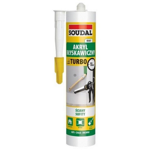 Silikon Akrylowy Błyskawiczny 280ml Biały Turbo Express Super Szybki Soudal