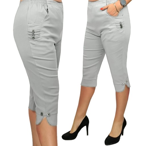 MODNE ELEGANCKIE SPODNIE 3/4 KIESZENIE 50 / 5XL T5