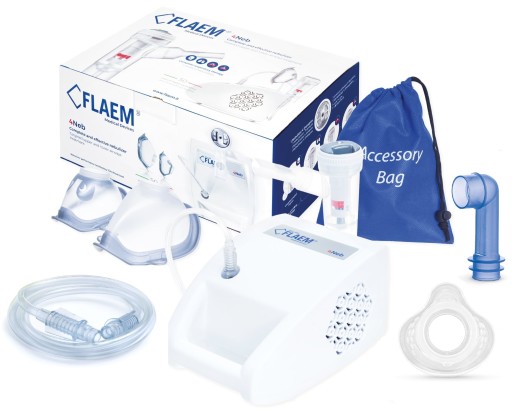 INHALATOR NEBULIZATOR FLAEM 4NEB 4TRYBY RF9 2MASKI + MASKA 0-1M NOWORODKOWA