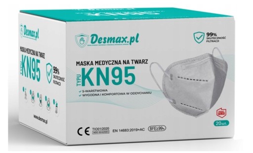 MASKA MASECZKI MASECZKA OCHRONNA KN95 FFP2 20szt CZARNA
