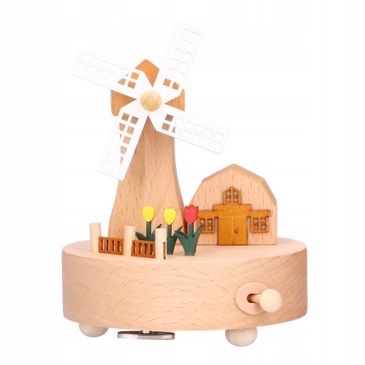 DREWNIANY ORNAMENT POZYTYWKI Z WIATRAKIEM