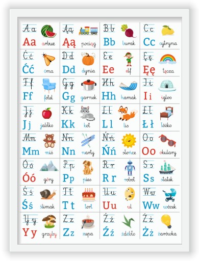 ALFABET - LITERY - PLAKAT + RAMKA (format 30x40cm)