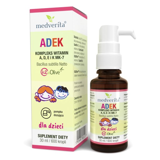 ADEK krople dla dzieci - Witamina A D3 K2 MK-7 E
