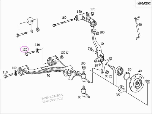 Śruba wahacza MERCEDES ORYGINAŁ NOWA N308765014023
