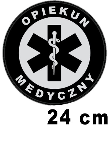 OPIEKUN MEDYCZNY naszywka emblemat odblaskowy z nadrukiem 24 cm