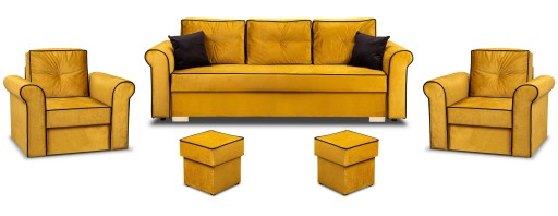 ZESTAW SOFA 2x FOTEL I PODNÓŻEK MERIDA ŻÓŁTY