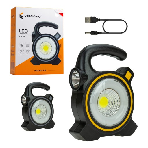 Lampa solarna LED z uchwytem + powerbank