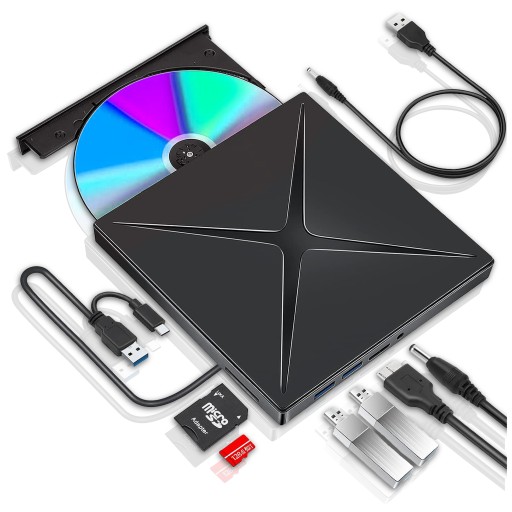 Napęd CD-R/DVD-ROM/RW zewnętrzny USB-C 3.0 nagrywarka ODTWARZACZ czytnik SD