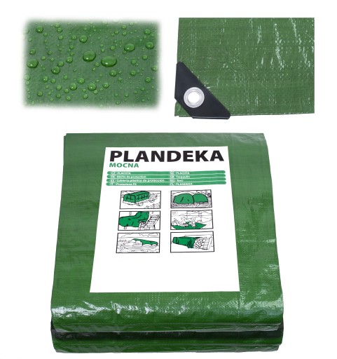 PLANDEKA ZIELONA 8x12 M Wzmacniana Gruba WODOODPORNA UV MOCNA