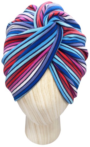 Czapka Turban Twist Cienki Jersey Paski Różowe