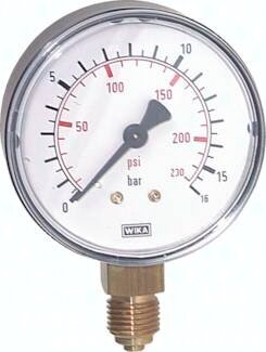 Manometr dolny pionowy D63, -1 do 15 bar G1/4