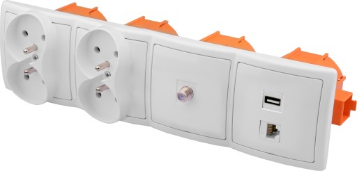 Gniazdo ścienne F USB RJ 230V zasilające terminal