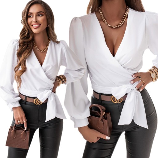 ELEGANCKA BLUZKA WIĄZANA PRZEKŁADANA KOLORY L/XL