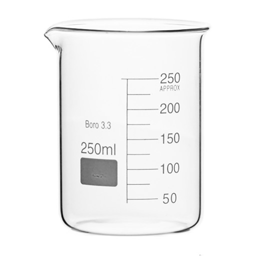 LABORATORYJNA ZLEWKA NISKA 250ml SZKLANA BORO PODZIAŁKA SZKŁO
