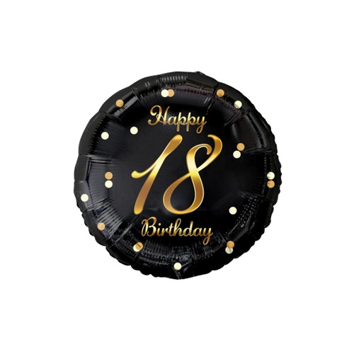 Balon foliowy Happy Birthday 18 czarny