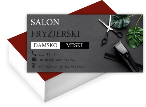 Wizytówki firmowe Foliowane 100szt SALON FRYZJERSKI gotowe projekty gratis