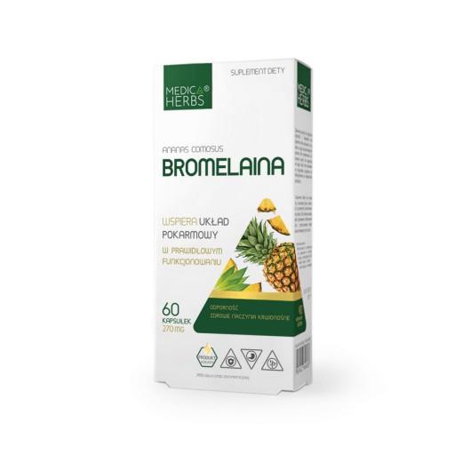 Medica BROMELAINA z Ananasa ENZYMY TRAWIENNE 60k