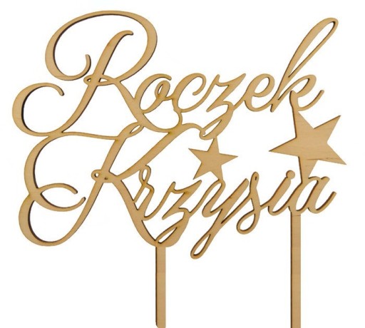 Roczek + imię topper na tort urodziny R2 DREWNO