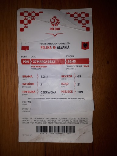 Bilet Polska - Albania 27.03.2023