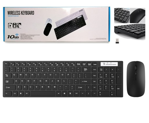 KLAWIATURA I MYSZKA MYSZ BEZPRZEWODOWA ZESTAW CICHA USB Numeryczna SLIM