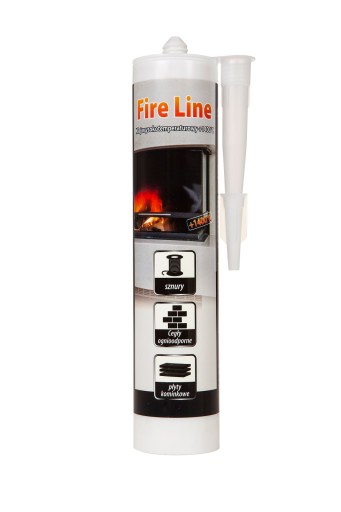 Klej wysokotemperaturowy 1400°C do płyt kominkowych cegły 310ml Fire Line.