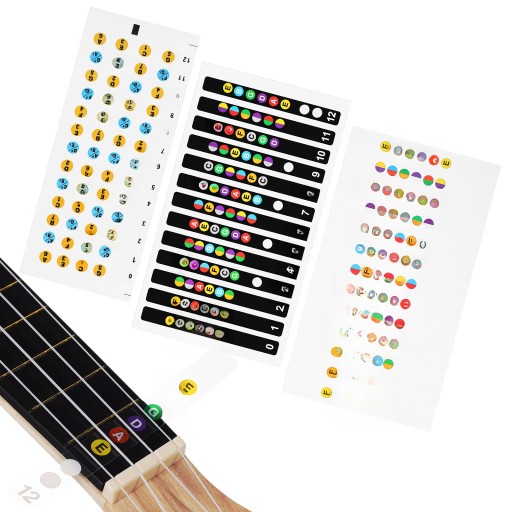 NAKLEJKI NA MAPĘ UKULELE NOTE PRÓG GITARY