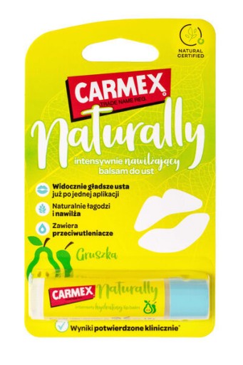 Carmex Naturally Intensywnie Nawilżający Balsam do Ust - Gruszka 4,25g