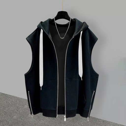 Men's Fashion Brand Hooded Zipper Vest Summer Outw