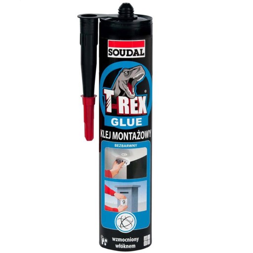 SOUDAL T-REX GLUE UNIWERSALNY KLEJ MONTAŻOWY SUPERMOCNY BEZBARWNY 380 ml