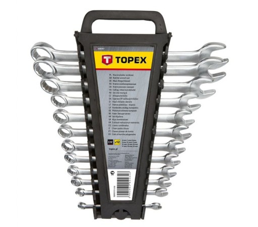 KLUCZE PŁASKO-OCZKOWE TOPEX ZESTAW 6-22MM 12 SZTUK