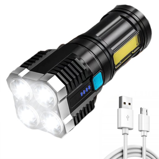 MOCNA LATARKA AKUMULATOROWA 4x LED COB USB