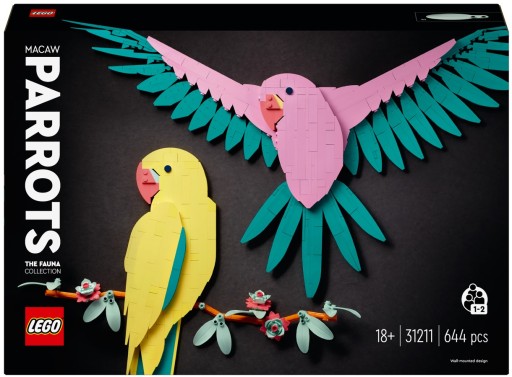 LEGO Art Kolekcja zwierząt papugi ary 31211 644 elementy 18+