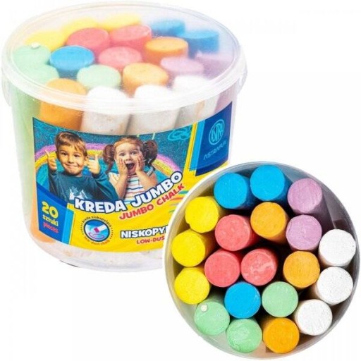 KREDA CHODIKOWA GRUBA JUMBO KOLOROWA W WIADERKU 20 SZT