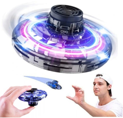 LATAJĄCY DYSK UFO MINI DRON PIŁKA KULA ŚWIECĄCA LED FLYNOVA SPINNER RINGO