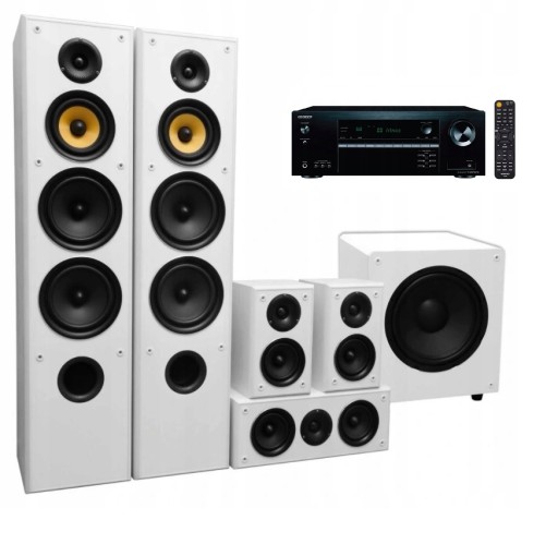 Onkyo TX-SR494 + Zestaw 5.1 Taga TAV-606v3 biały