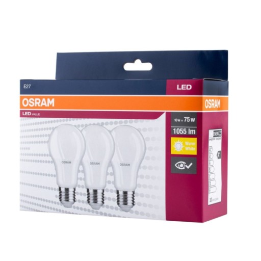 3x Żarówka LED VALUE E27 10W 827 1060lm OSRAM