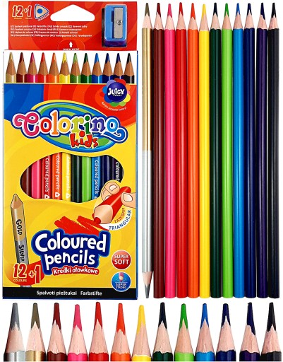 KREDKI TRÓJKĄTNE OŁÓWKOWE 12+1 KOL. COLORINO-4706