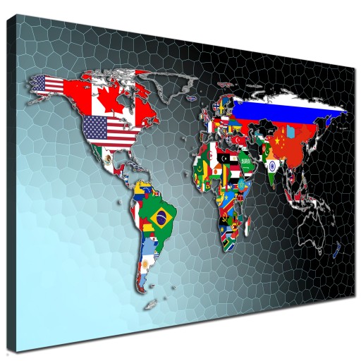 Obrazy na płótnie do salonu na ścianę Mapa Świata Państwa Dekoracja 120x80